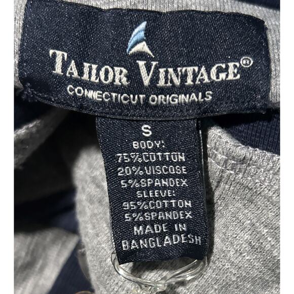 NWT Tailor Vintage Airotec Long Sleeve Navy & Gray Henley Small - Picture 7 of 8